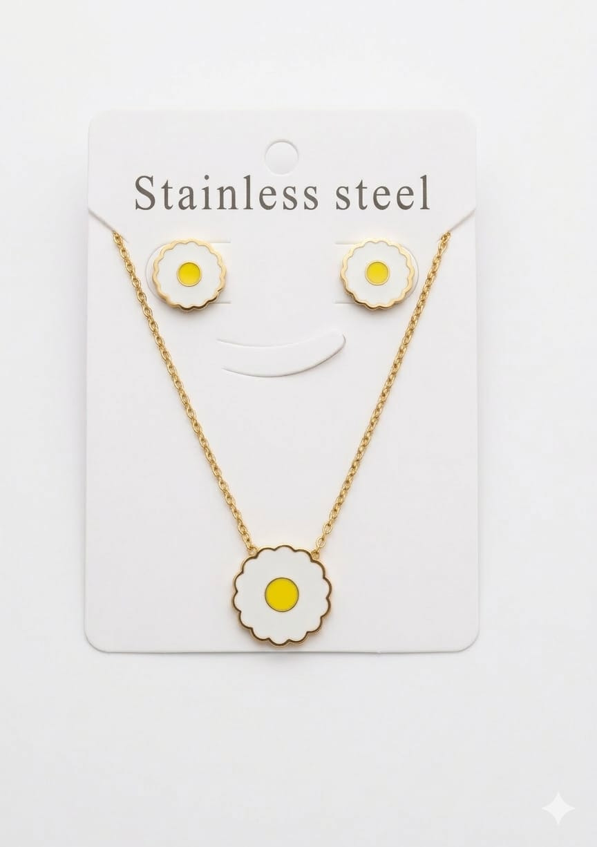 Daisy Flower Enamel Jewelry Set
