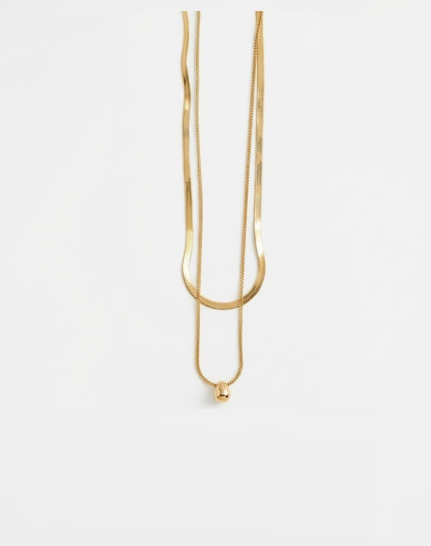 Double Chain Teardrop Pendant