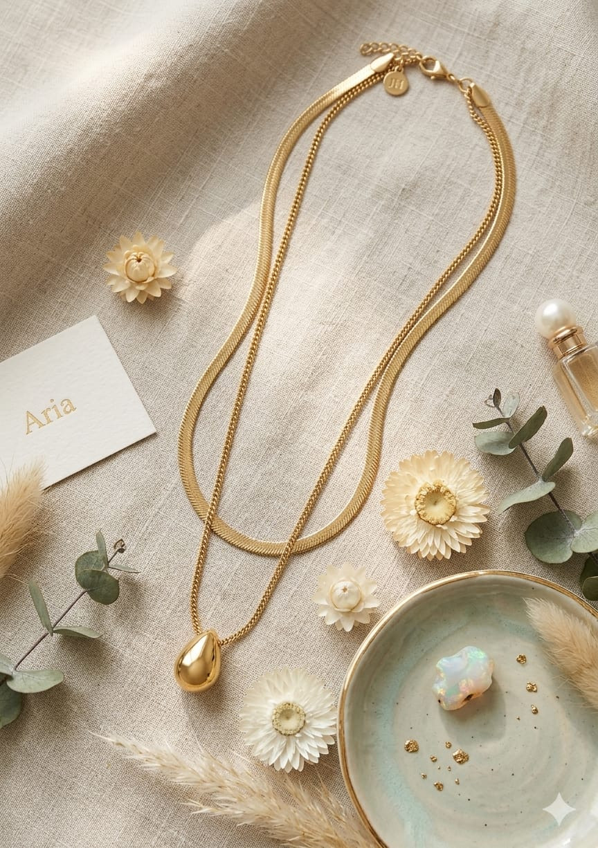 Double Chain Teardrop Pendant